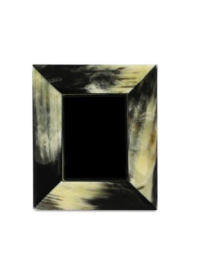 Fotolijst mini | Gemêleerd hoorn | Zwart/beige | 7,5x6cm