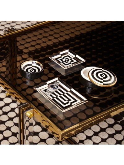 Jonathan Adler Op Art Square Tray Black/White Sphere