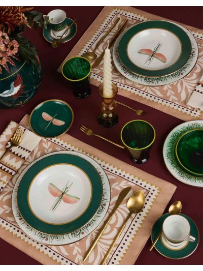 La Double J Set van 2 Servetten Herringbone Antique Pink - Vorspaget Home