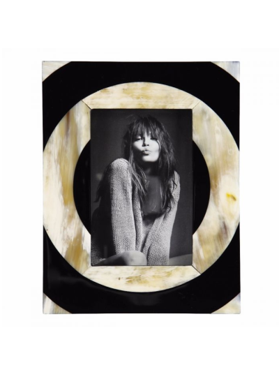 Fotolijst target design | Gemêleerd hoorn | Zwart/beige | 10x15cm