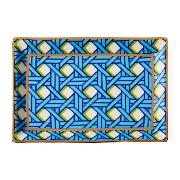 JONATHAN ADLER | Jonathan Adler | Basketweave Rectangle Tray | Blauw/Groen