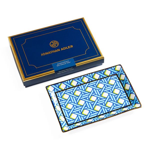 JONATHAN ADLER | Jonathan Adler | Basketweave Rectangle Tray | Blauw/Groen