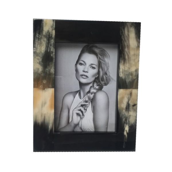 Fotolijst | Grainular hoorn gemarmerd | Zwart/beige | 13x18cm