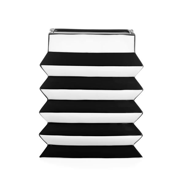 JONATHAN ADLER  | Jonathan Adler | Pleat Small Vaas | Zwart/wit