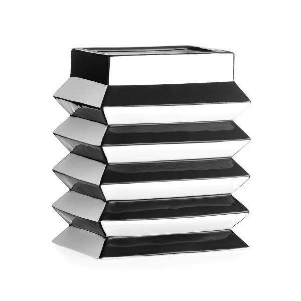 Jonathan Adler | Pleat Small Vaas | Zwart/wit
