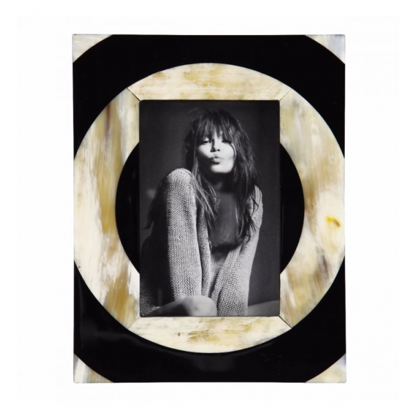 Fotolijst target design | Gemêleerd hoorn | Zwart/beige | 10x15cm