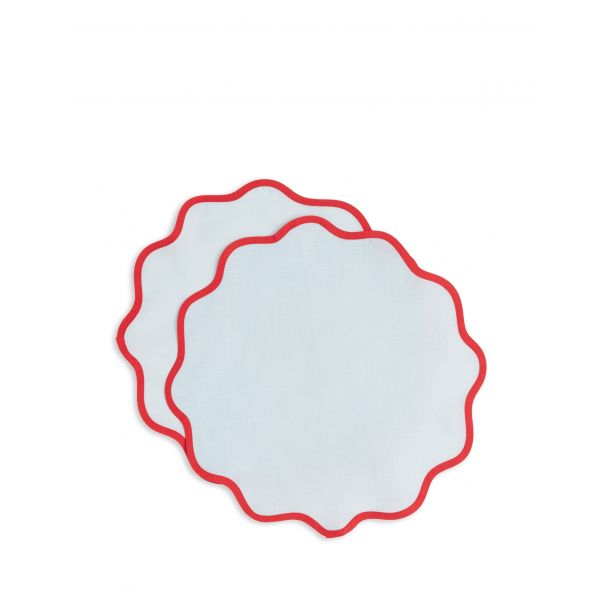 LA DOUBLE J  | La Double J | Placemat set van 2 | Scalloped Rainbow Celeste 