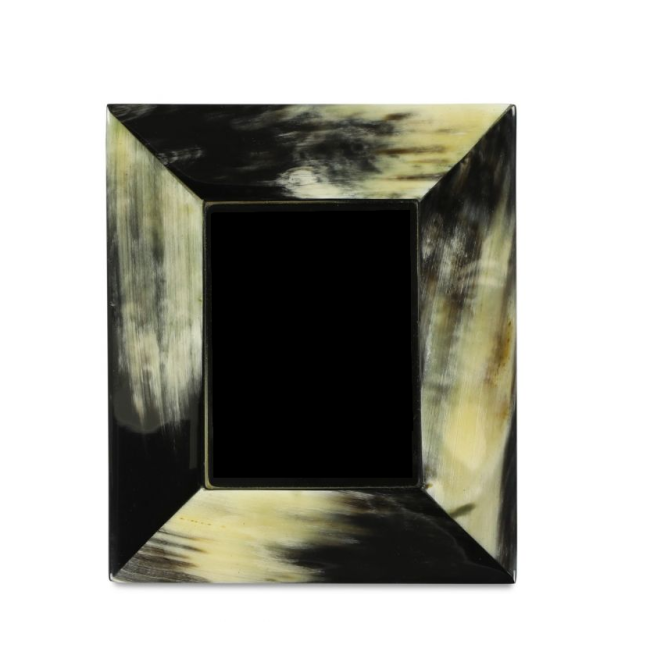 Fotolijst mini | Gemêleerd hoorn | Zwart/beige | 7,5x6cm