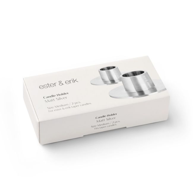 Ester & Erik | Ester & Erik | Candleholders | Medium | Silver Matt | 2 stuks