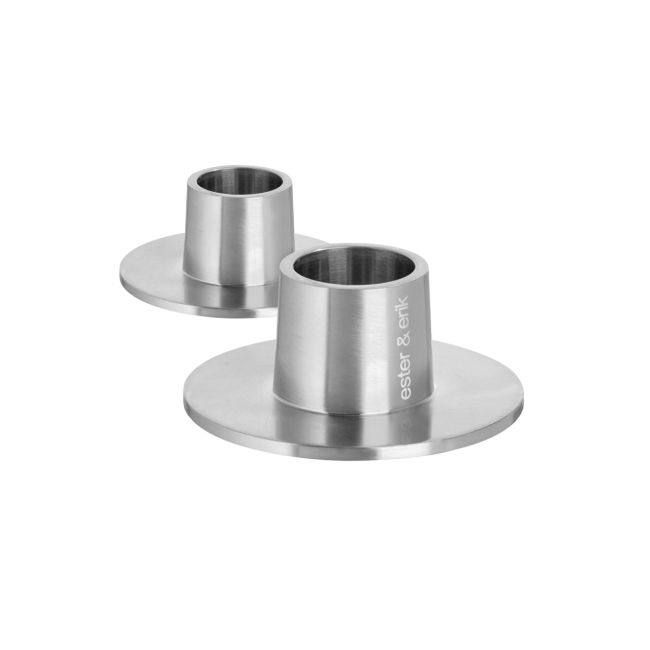 Ester & Erik | Ester & Erik | Candleholders | Medium | Silver Matt | 2 stuks
