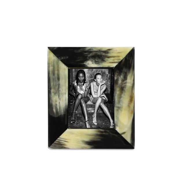 Fotolijst mini | Gemêleerd hoorn | Zwart/Beige | 7,5x6cm