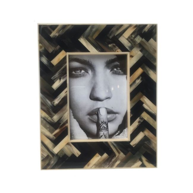 Fotolijst Visgraatpatroon | Hoorn | Zwart/Bruin/Beige | 13x18cm