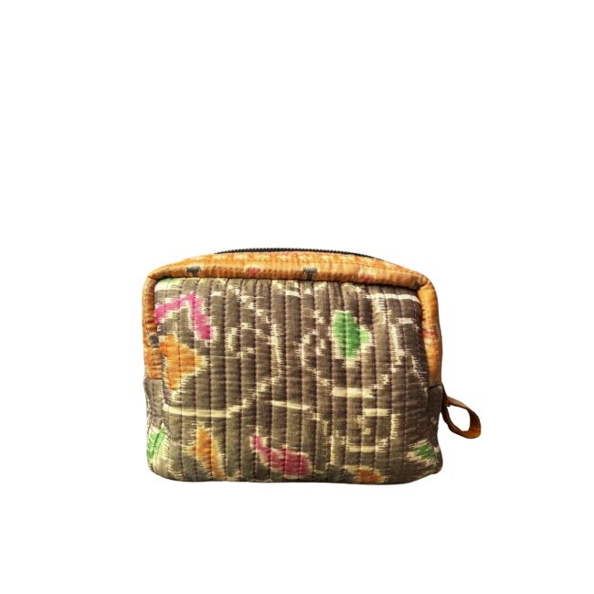 KHUS | Khus Collection | Toilettas | Silk Sari | Bruin/Oranje