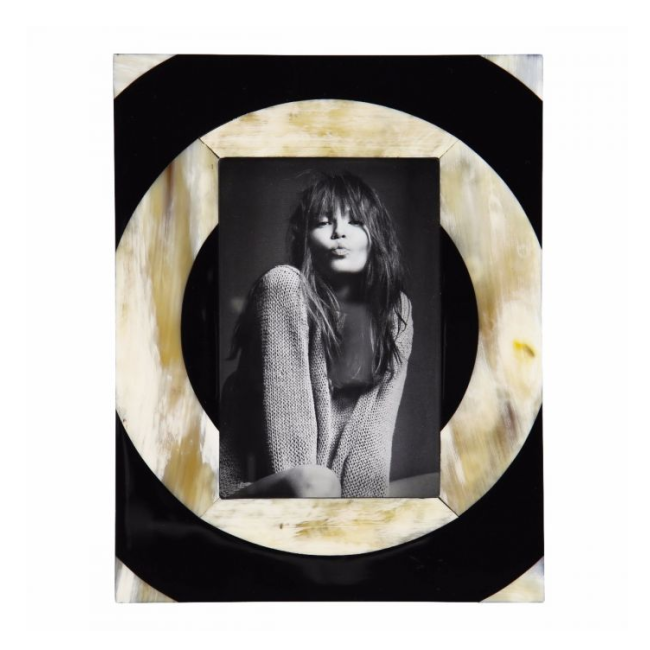 Fotolijst target design | Gemêleerd hoorn | Zwart/beige | 10x15cm