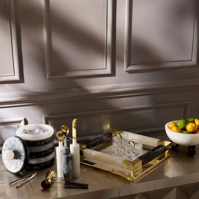 JONATHAN ADLER | Jonathan Adler | Como Black & White Ice Bucket