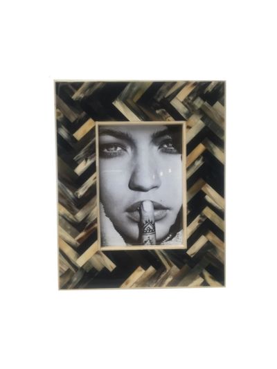 Fotolijst visgraatpatroon | Hoorn | Zwart/Bruin/Beige | 13x18cm