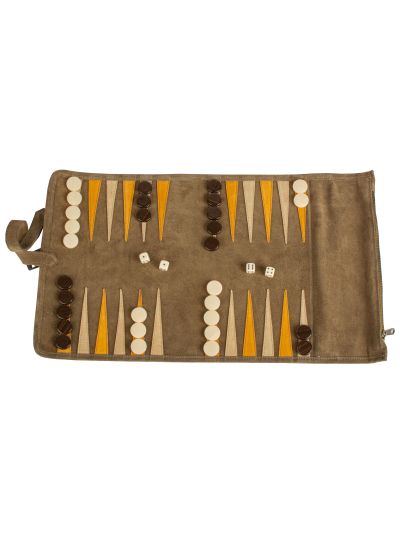 Manopoulos | Oprolbare Backgammon Set | Khaki