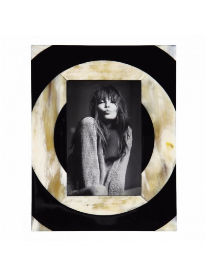 Fotolijst target design | Gemêleerd hoorn | Zwart/beige | 10x15cm