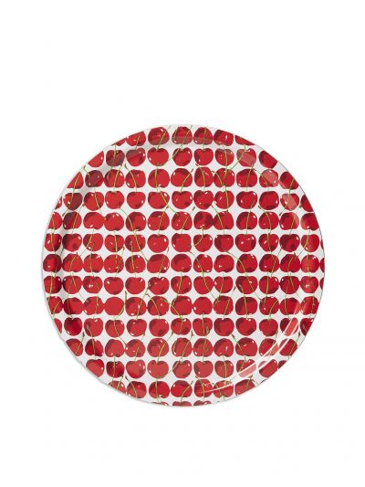La Double J | Round Printed Tray | Cherries Avorio